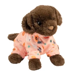 Soft Chocolate Lab Pj Pup With Pumpkin Pajamas